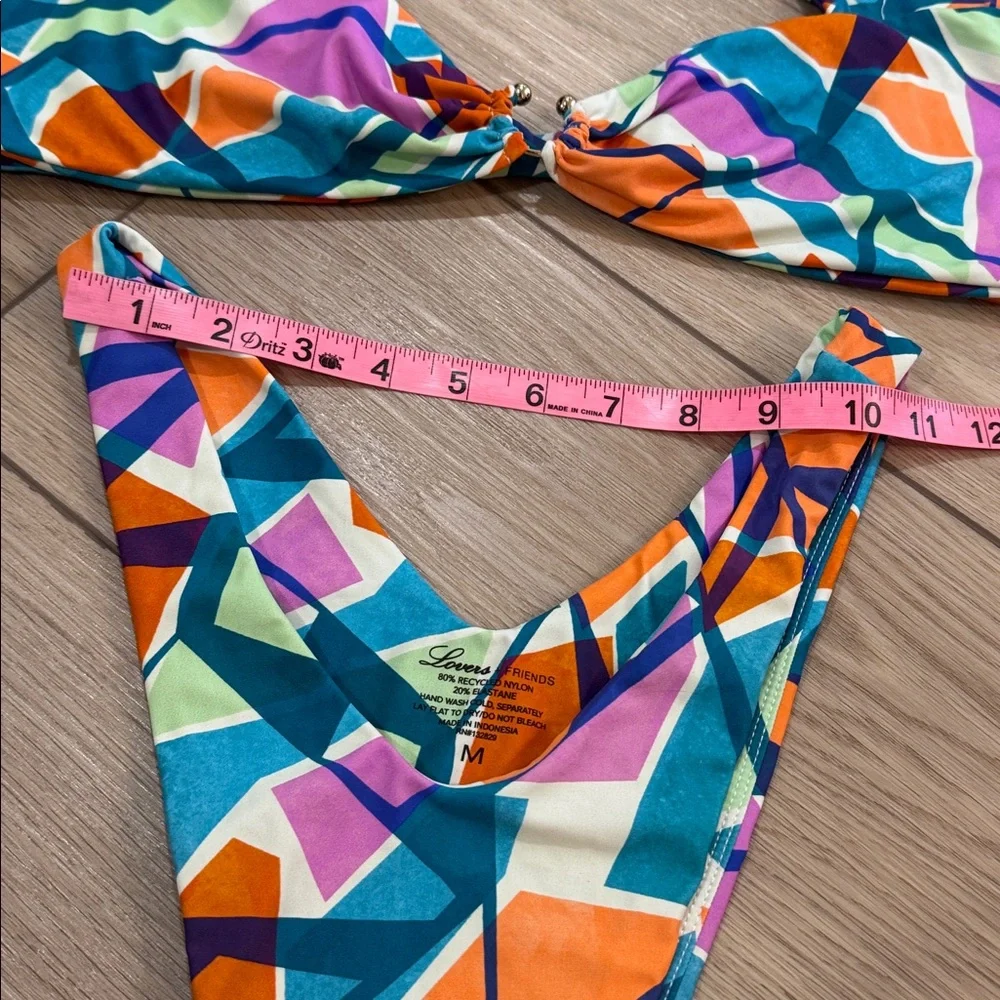 Lovers and Friends Geometric Bikini Sz M Colorful Twist Top High Waisted - Picture 7 of 11